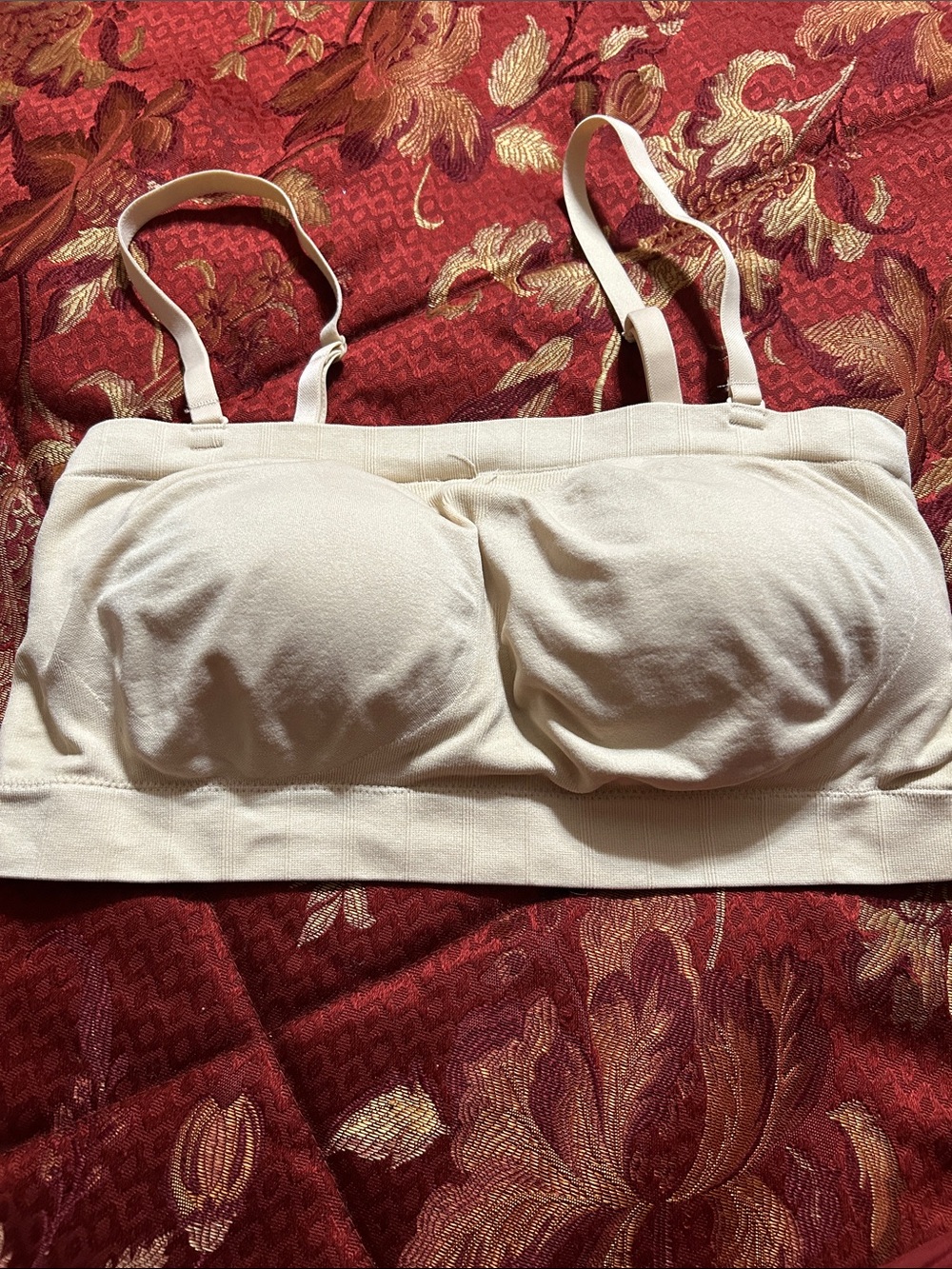 Truekind - Large Cream  Seamless Padded Longline Bralette, Anti Slip Band